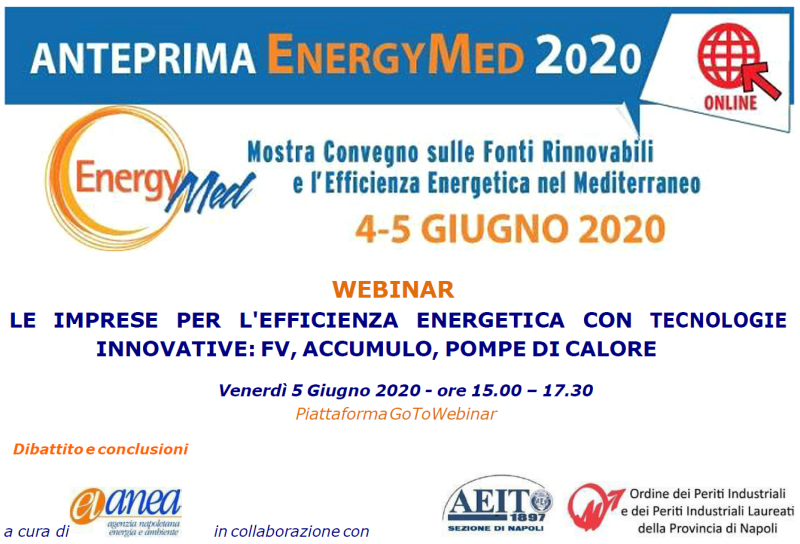 Webinar: Le imprese per l’efficienza energetica con tecnologie innovative: FV, accumulo, pompe di calore